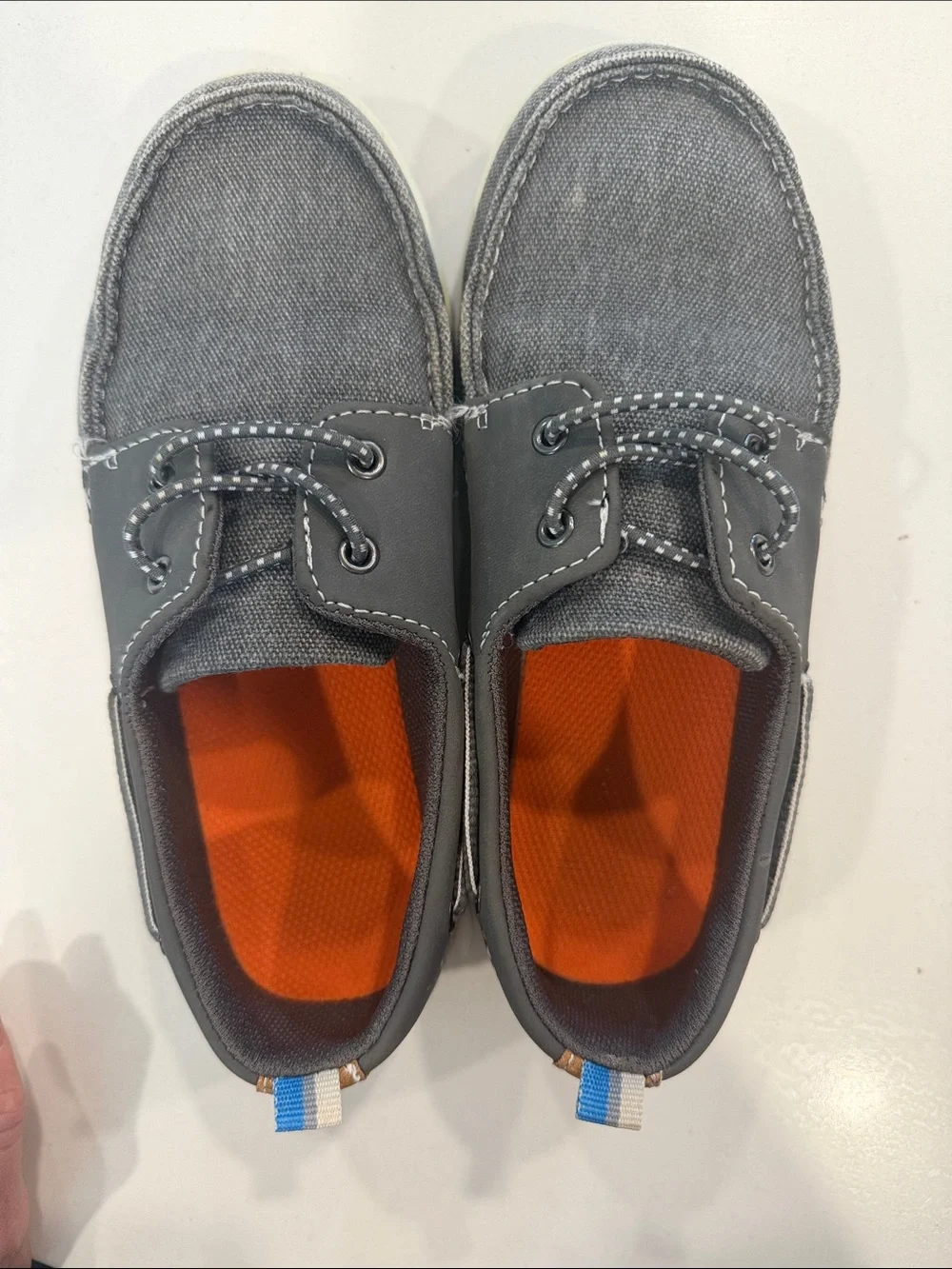 Sonoma Gray Kids Boat Shoes with Orange Insole